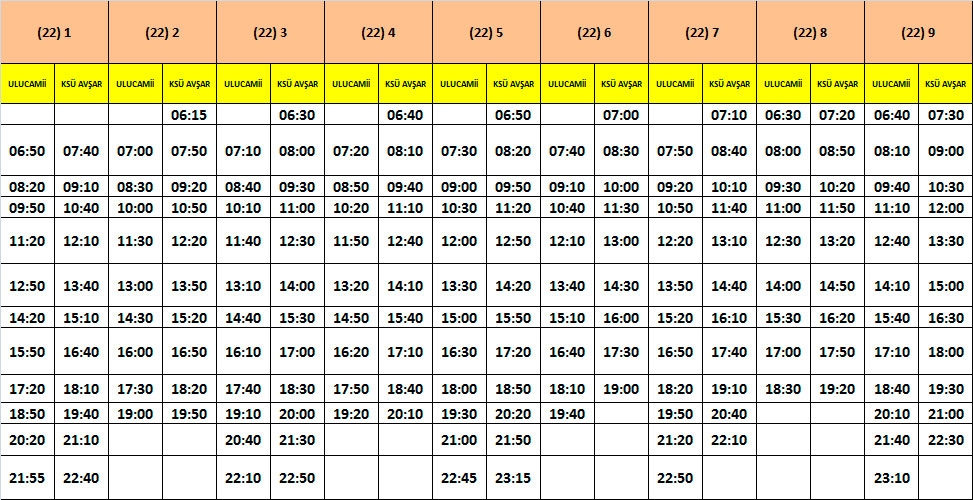 TOPLU TAŞIMA ARAÇLARI SAATLERİNE DÜZENLEME YAPILDI 18