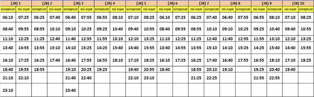 TOPLU TAŞIMA ARAÇLARI SAATLERİNE DÜZENLEME YAPILDI 24