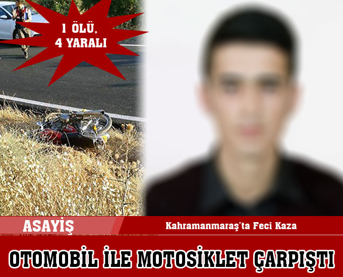 Otomobil İle Motosiklet Çarpıştı:1 Ölü, 4 Yaralı  