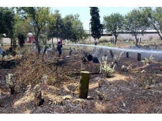 Mezarlıkta Çıkan Yangın Büyümeden Söndürüldü