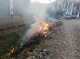 Kuruyan Otlar Alev Alev Yandı