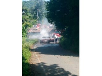 Rize’de Araç Yangını