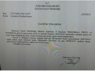 İzindeki Polisler Göreve Çağrılıyor