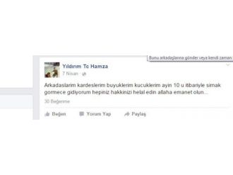 Şehit Onbaşı Yıldırım, Sosyal Paylaşım Hesabından Helallik İstemiş