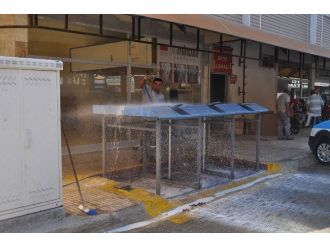 Korkuteli’de Konteynırlar Dezenfekte Oluyor