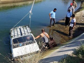 Otomobil Kanala Uçtu, Sürücü Yüzerek Kurtuldu