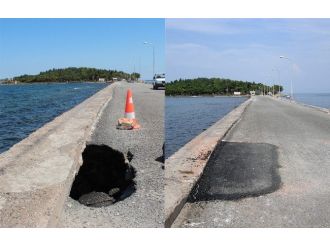 Karantina Adası Yolundaki Kazaya Davetiye Çıkaran Çukurlar Kapandı