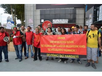 Sarıyer Belediyesi İşçilerinden Chp Binası Önünde Protesto