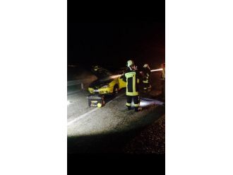 Denizli’de Otomobil Seyir Halindeyken Yandı