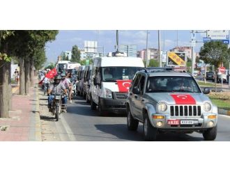 Çanakkaleli Şehidin Cenazesi Yüz Araçlık Konvoyla Memleketine Götürüldü