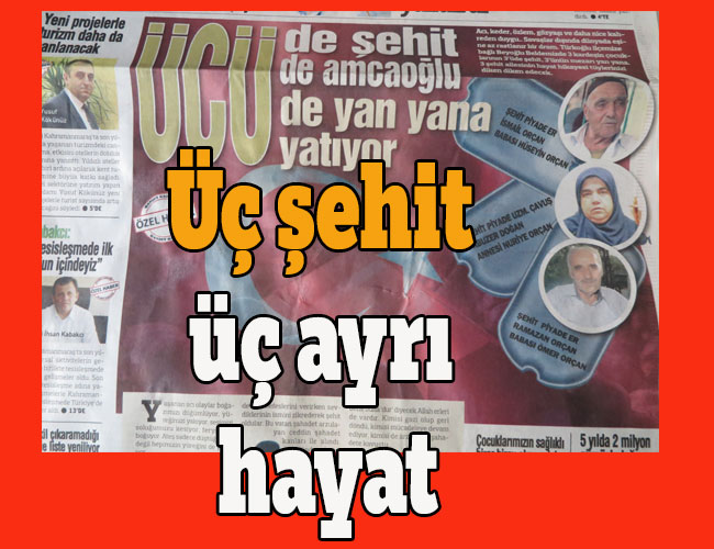 Üç şehit üç ayrı hayat
