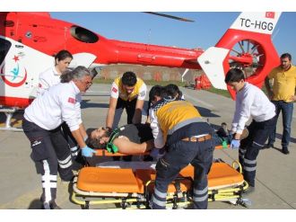 İmdadına ambulans helikopter yetişti