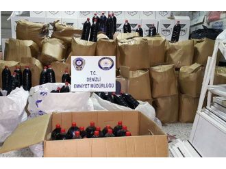 1 ton kaçak alkollü içki ele geçirildi