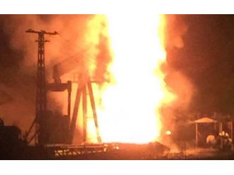 Petrol kulesinde korkutan yangın