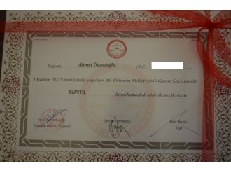 İşte Başbakan Ahmet Davutoğlu’nun mazbatası