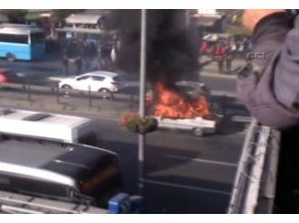 E-5’te alev alev yandı !