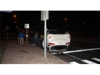 Önce çarptı sonra takla attı