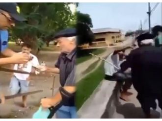 Yaşlı adamdan soyguncuya bastonlu ders