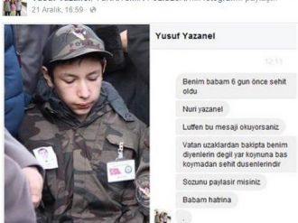 Şehit oğlundan duygulandıran mesaj