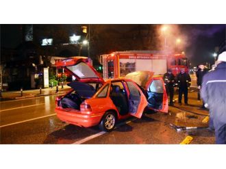 Suriyeli vatandaşın kullandığı araç alev aldı