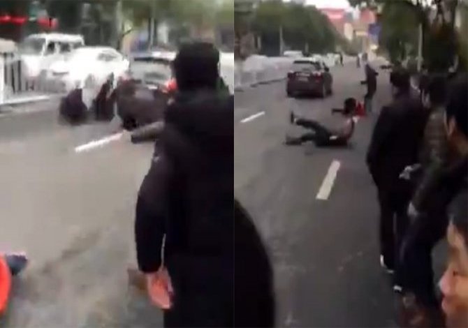 Araç eylemcilerin arasına daldı: 8 yaralı