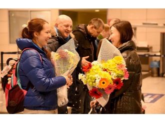 Ruslara çiçekli karşılama