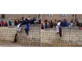 Dereye düşen çocuk böyle kurtarıldı