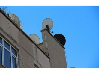 Binanın çatısına roket mermisi isabet etti