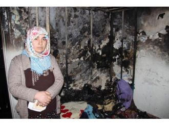 Evinin yandığını bile söyleyemedi