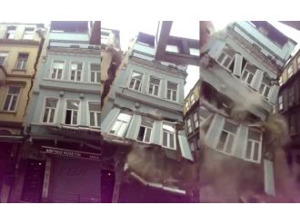 Beyoğlu’ndaki bitişik binalar böyle çöktü !