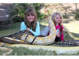 Çocukların 5 metrelik piton yılanı ile tehlikeli oyunu