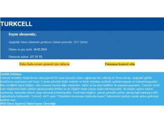 Telefon faturası görünümlü virüse dikkat !