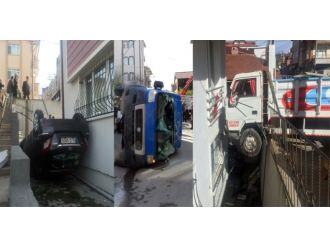 Freni boşalan kamyonet ortalığı savaş alanına çevirdi