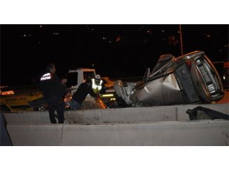 Hurdaya dönen otomobilden sağ çıktı!