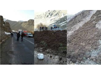 Heyelan karayolunu trafiğe kapattı