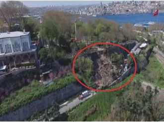 Gülhane Parkı’ndaki göçük havadan görüntülendi