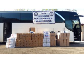 Otobüste 58 bin paket kaçak sigara ele geçirildi