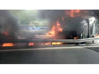 TIR şoförü yanarak can verdi