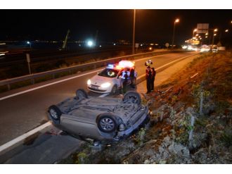 Takla atan araçtan burnu dahi kanamadan çıktı