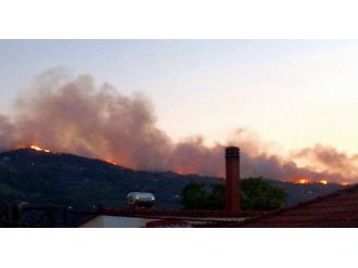 Samos Adası’ndan yükselen alevler Kuşadası’ndan görüldü