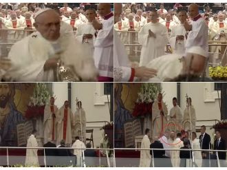 Papa ayin sırasında yere düştü