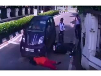 Kadın sürücü aracını bir türlü durduramadı