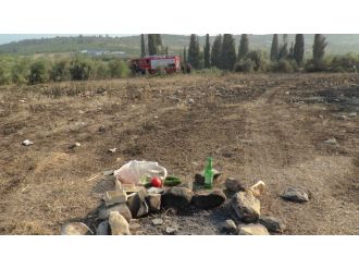 Piknik ateşi 40 dönüm ağaçlık alanı küle çevirdi