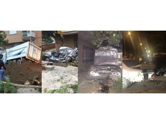 Kontrolden çıkan kamyon ortalığı savaş alanına çevirdi