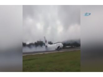 Faciadan dönüldü: Kargo uçağı gövde üzerine indi