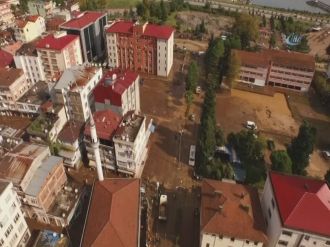 Beşikdüzü’ndeki felaket havadan böyle görüntülendi