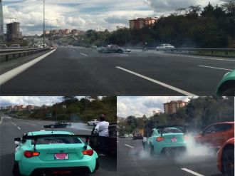 TEM’i kapatıp drift yaptılar