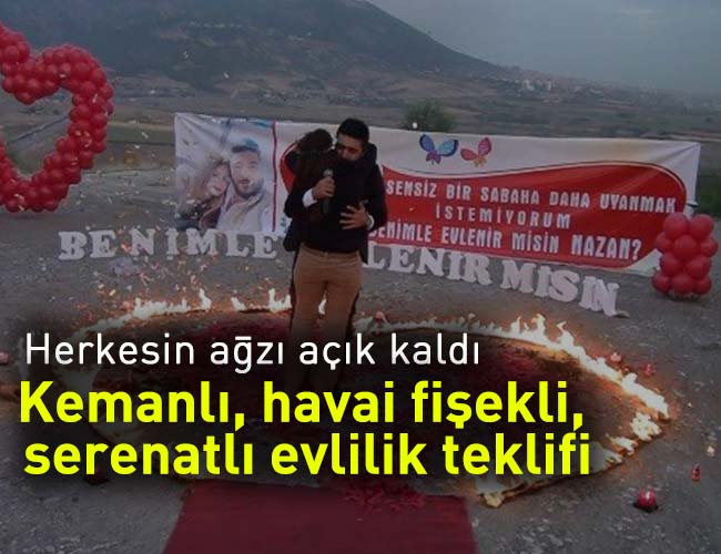 Kemanlı, havai fişekli, serenatlı evlilik teklifi