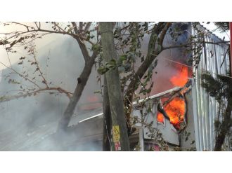 Go-kart alanı alev alev yandı