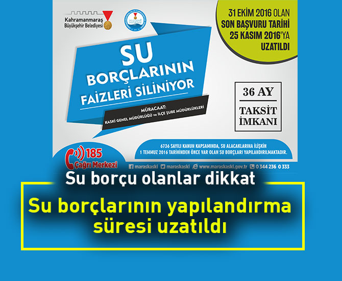 Su borçlarının yapılandırma süresi uzatıldı